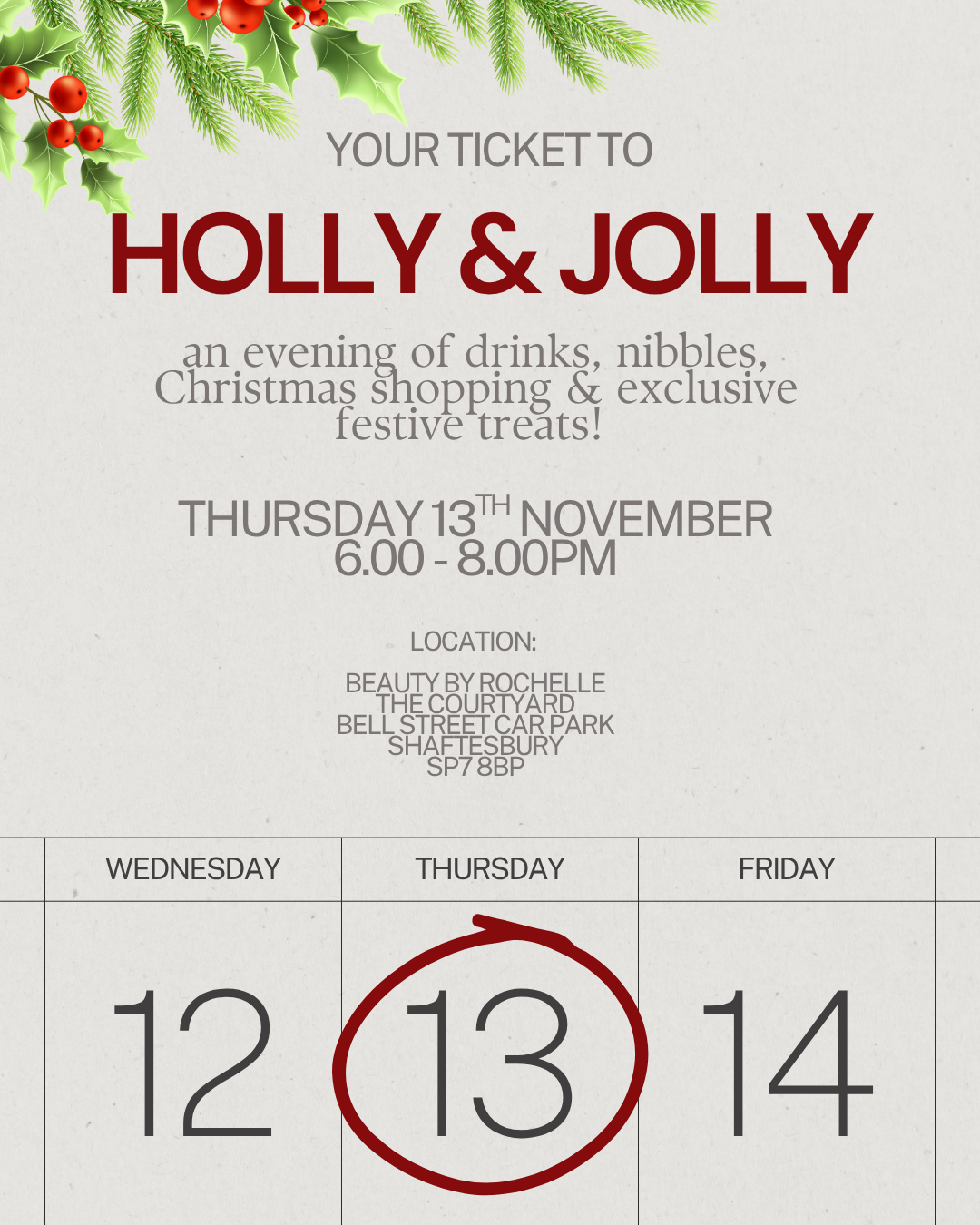 1 ticket to BBR Holly & Jolly evening